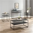Crosley Furniture Braxton 4 Piece Modern Metal Coffee Table Set in Matte Black
