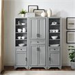 Crosley Furniture Tara 3 Piece Transitional Wood Pantry Set in Distressed Gray