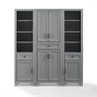 Crosley Furniture Tara 3 Piece Transitional Wood Pantry Set in Distressed Gray