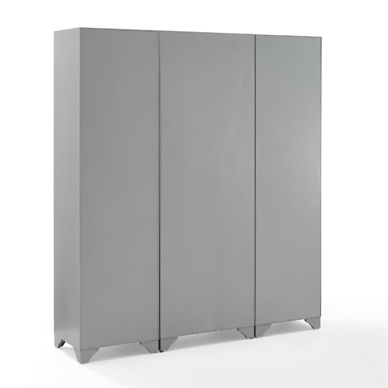 Crosley Furniture Tara 3 Piece Transitional Wood Pantry Set in Distressed Gray