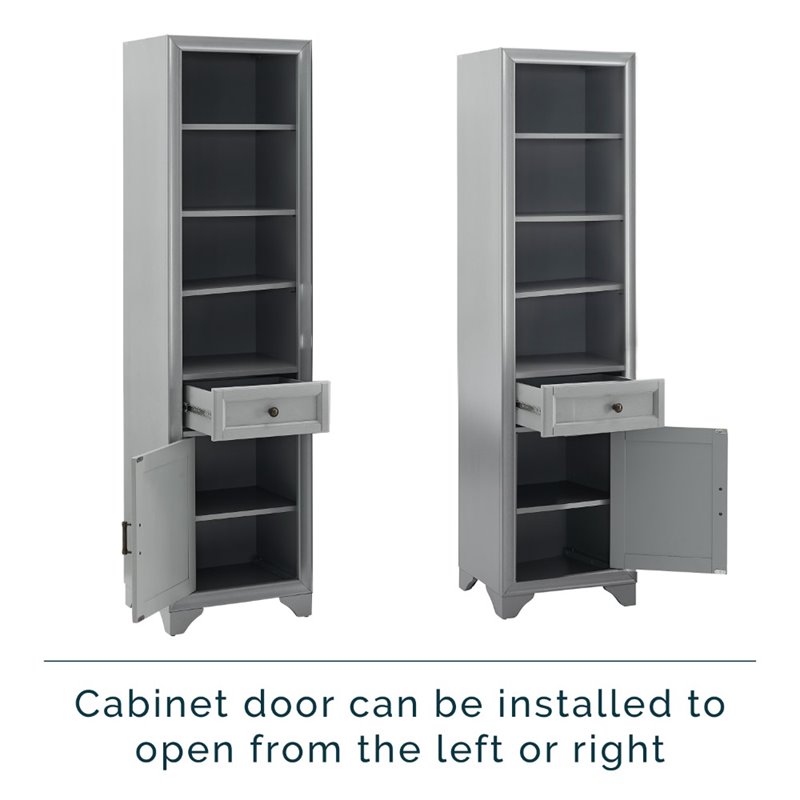 Crosley Furniture Tara 3 Piece Transitional Wood Pantry Set in Distressed Gray