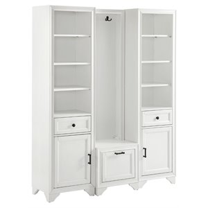 crosley tara 3 piece transitional entryway set in distressed white