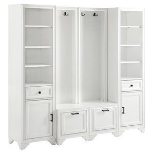 crosley tara 4 piece transitional entryway set in distressed white