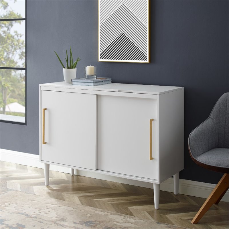 Crosley Everett MidCentury Modern Media Console in White