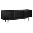 Crosley Furniture Liam Mid-Century Wood Record Storage Console Cabinet in Black