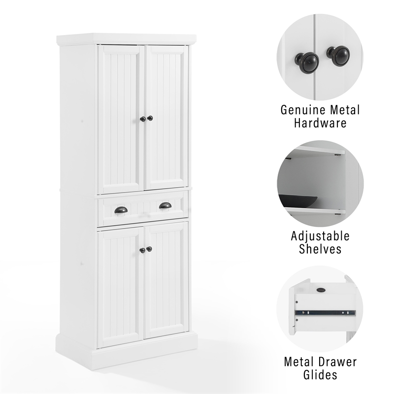 Crosley Furniture Shoreline Coastal Wood Pantry in Distressed White/Black