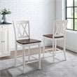 Crosley Furniture Shelby Wood Counter Stool in Distressed White/Brown (Set of 2)
