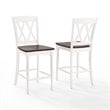 Crosley Furniture Shelby Wood Counter Stool in Distressed White/Brown (Set of 2)