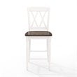 Crosley Furniture Shelby Wood Counter Stool in Distressed White/Brown (Set of 2)