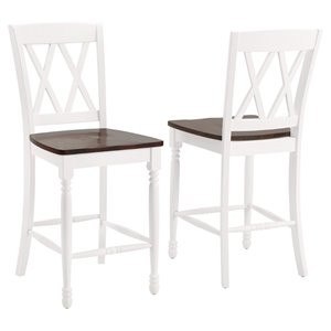 crosley shelby bar stool in distressed white (set of 2)