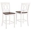 Crosley Furniture Shelby Wood Counter Stool in Distressed White/Brown (Set of 2)