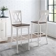 Crosley Furniture Shelby Wood Bar Stool in Distressed White/Brown (Set of 2)