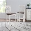 Crosley Furniture Shelby Wood Bar Stool in Distressed White/Brown (Set of 2)