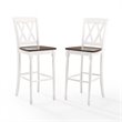 Crosley Furniture Shelby Wood Bar Stool in Distressed White/Brown (Set of 2)