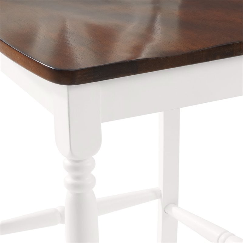 Crosley Furniture Shelby Wood Bar Stool in Distressed White/Brown (Set of 2)