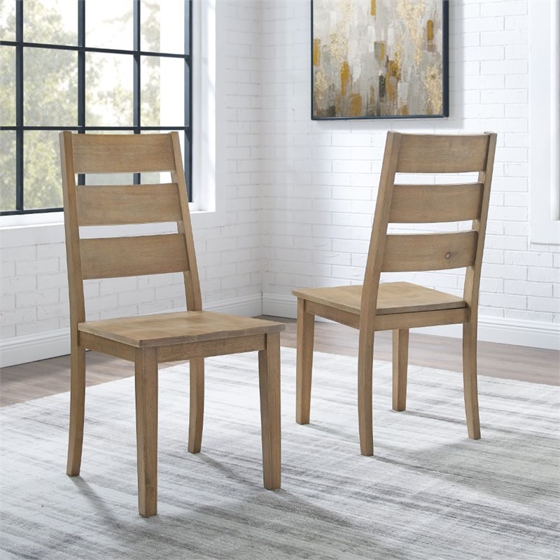 Crosley Furniture Joanna Farmhouse Wood Dining Chair in Rustic Brown (Set of 2)