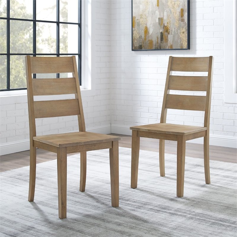 Crosley Furniture Joanna Farmhouse Wood Dining Chair in Rustic Brown (Set of 2)