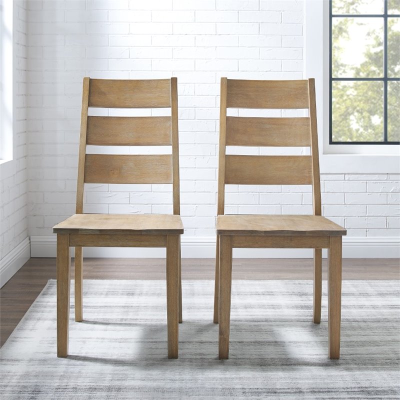 Crosley Furniture Joanna Farmhouse Wood Dining Chair in Rustic Brown (Set of 2)