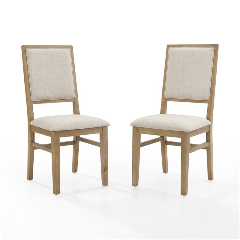 Crosley Furniture Joanna Wood Upholstered Back Chair Set in Brown (Set of 2)