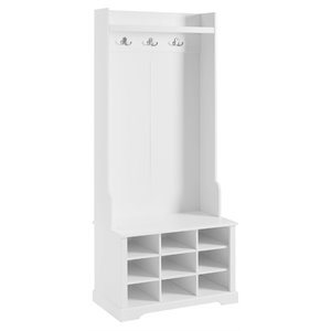 crosley anderson transitional shoe storage hall tree in white