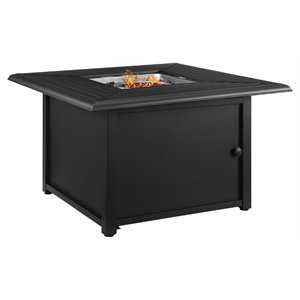 crosley dante transitional metal fire table in black