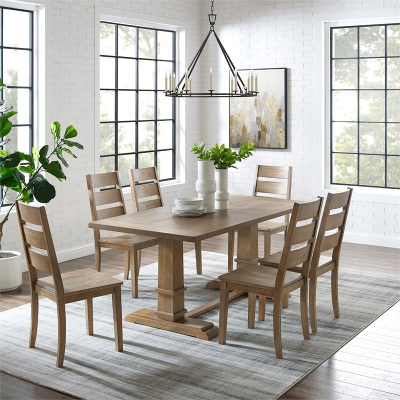 Crosley Furniture Joanna 7 Piece Modern Wood Dining Set in Rustic Brown