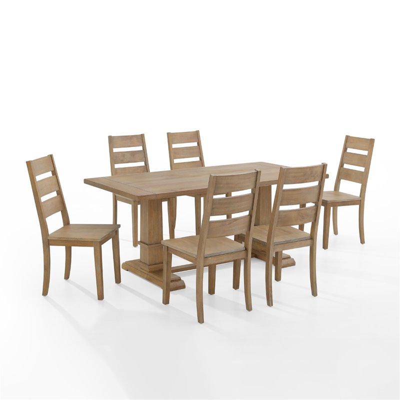 Crosley Furniture Joanna 7 Piece Modern Wood Dining Set in Rustic Brown