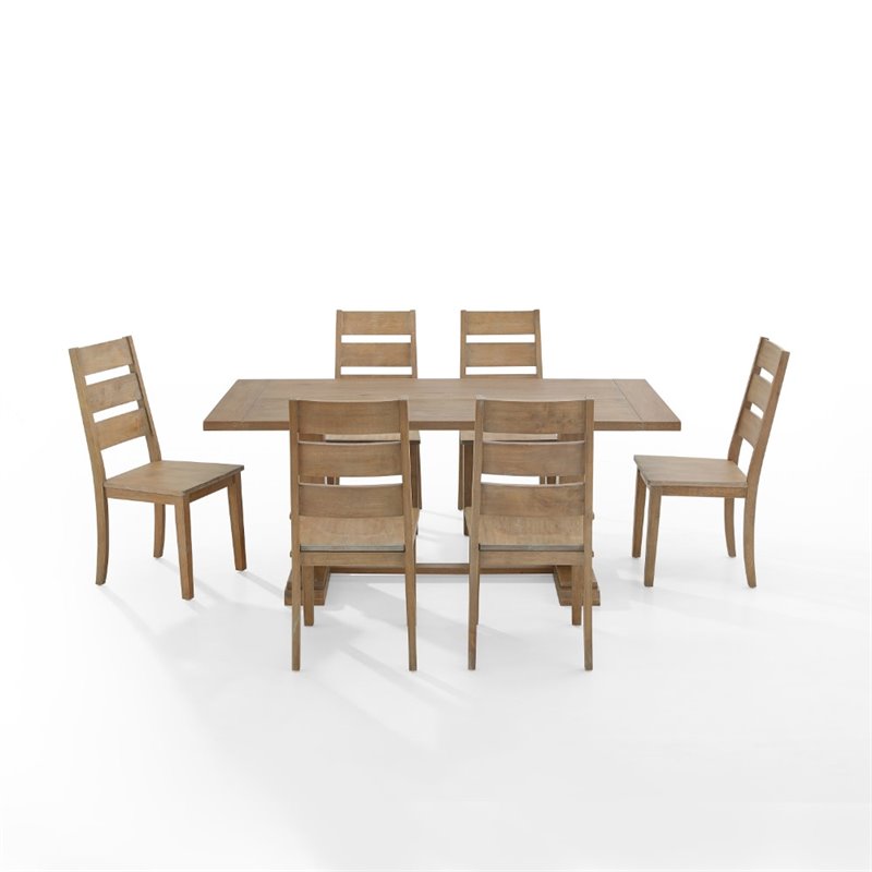 Crosley Furniture Joanna 7 Piece Modern Wood Dining Set in Rustic Brown