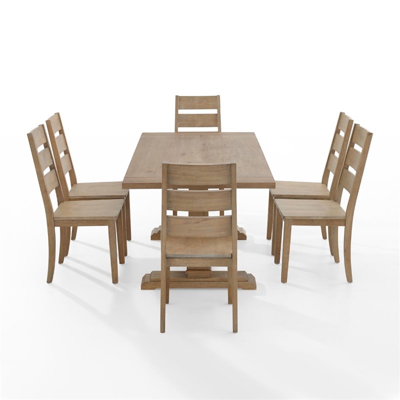 Crosley Furniture Joanna 7 Piece Modern Wood Dining Set in Rustic Brown