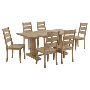 Crosley Furniture Joanna 7 Piece Modern Wood Dining Set in Rustic Brown