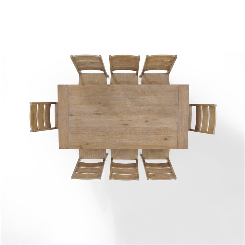 Crosley Furniture Joanna 9 Piece Modern Wood Dining Set in Rustic Brown