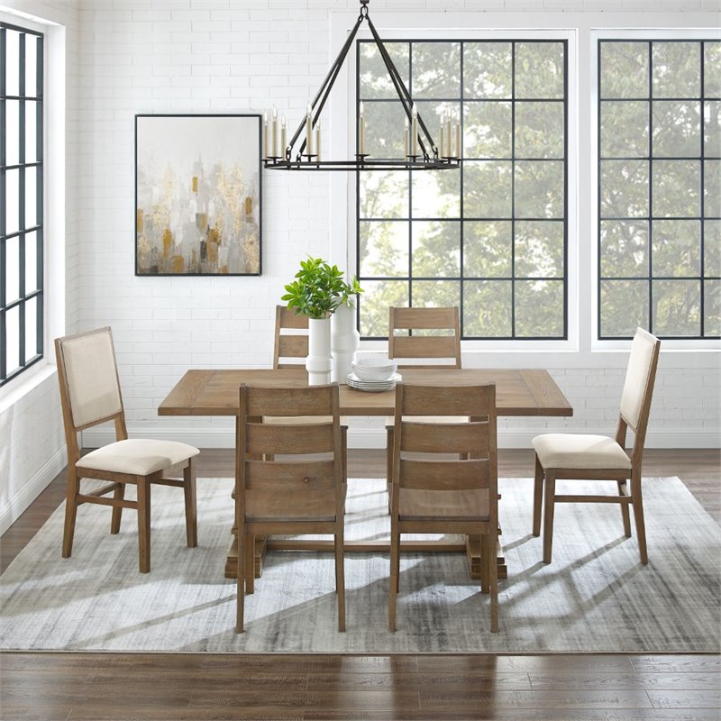 Crosley Furniture Joanna 7 Piece Modern Wood Dining Set in Rustic Brown