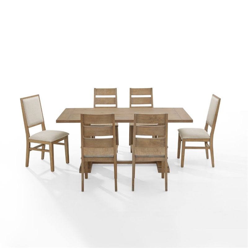 Crosley Furniture Joanna 7 Piece Modern Wood Dining Set in Rustic Brown