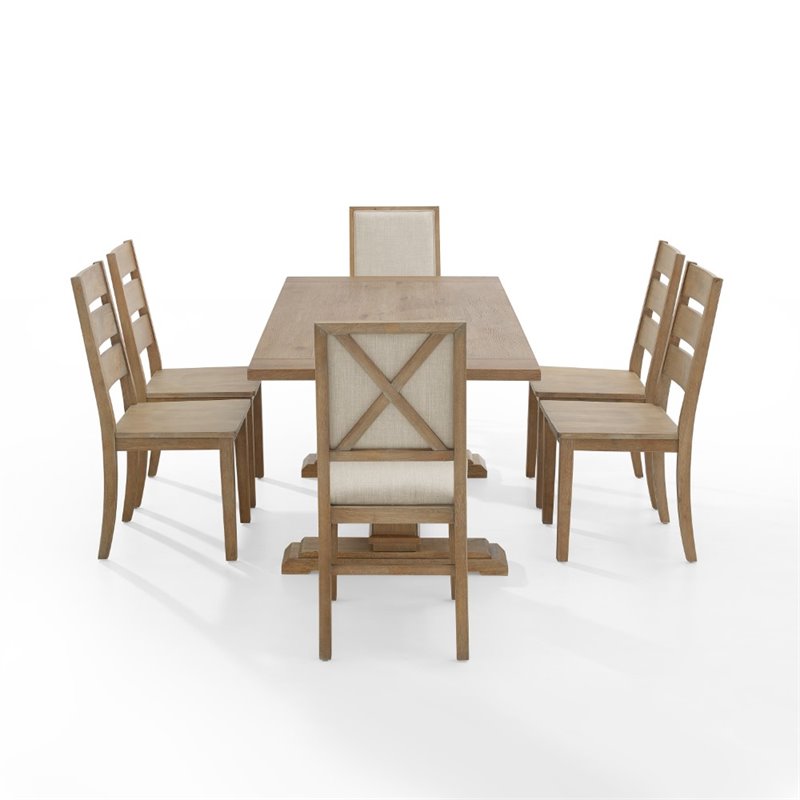 Crosley Furniture Joanna 7 Piece Modern Wood Dining Set in Rustic Brown