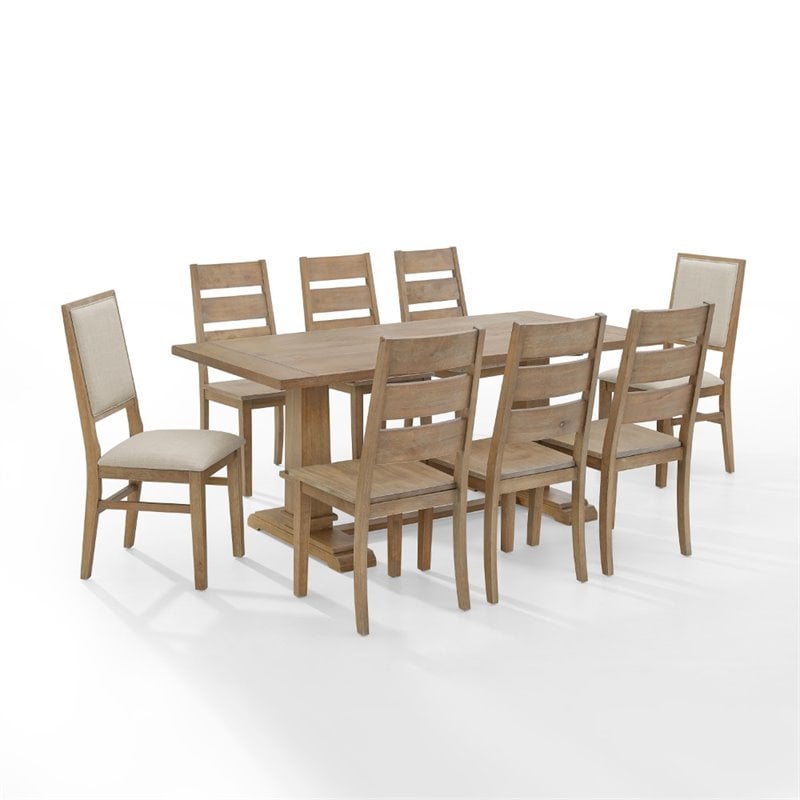 Crosley Furniture Joanna 9 Piece Modern Wood Dining Set in Rustic Brown