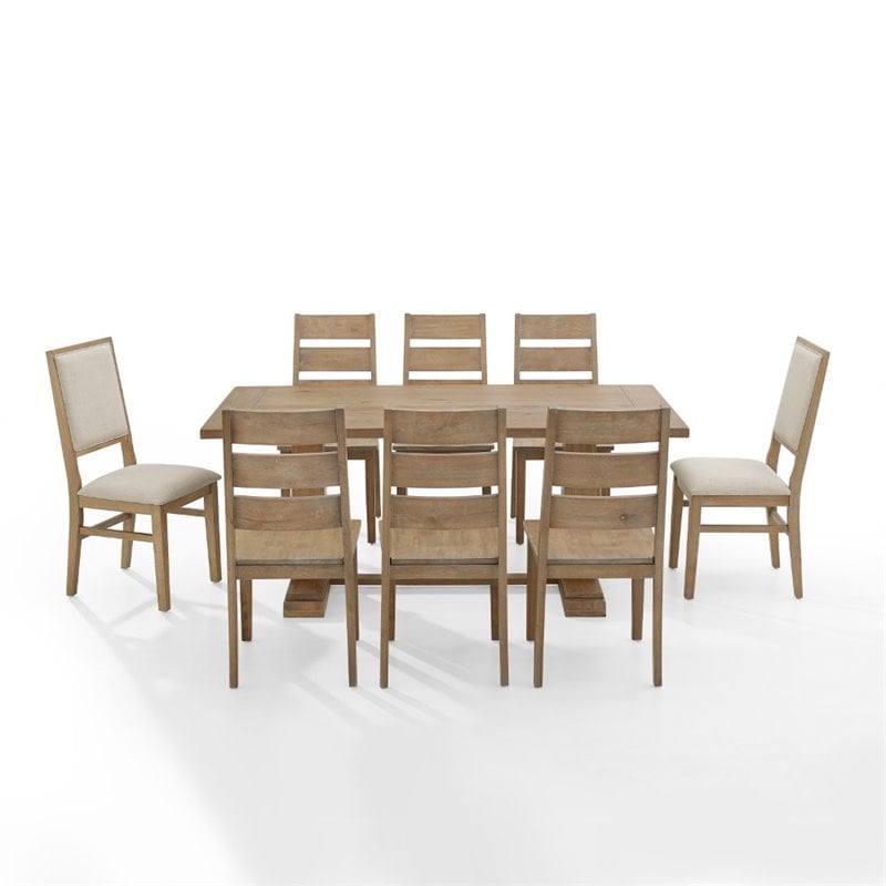 Crosley Furniture Joanna 9 Piece Modern Wood Dining Set in Rustic Brown