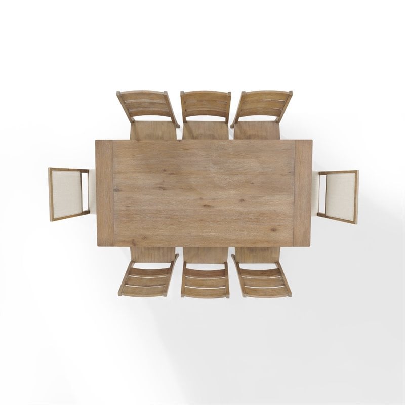 Crosley Furniture Joanna 9 Piece Modern Wood Dining Set in Rustic Brown