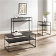 Crosley Furniture Braxton 3 Piece Modern Metal Coffee Table Set in Matte Black