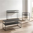 Crosley Furniture Braxton 3 Piece Modern Metal Coffee Table Set in Matte Black