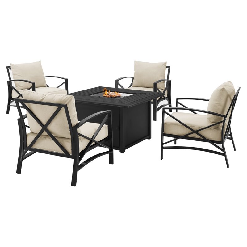 Crosley Furniture Kaplan 5Pc Metal Outdoor Conversation Set in Oatmeal ...