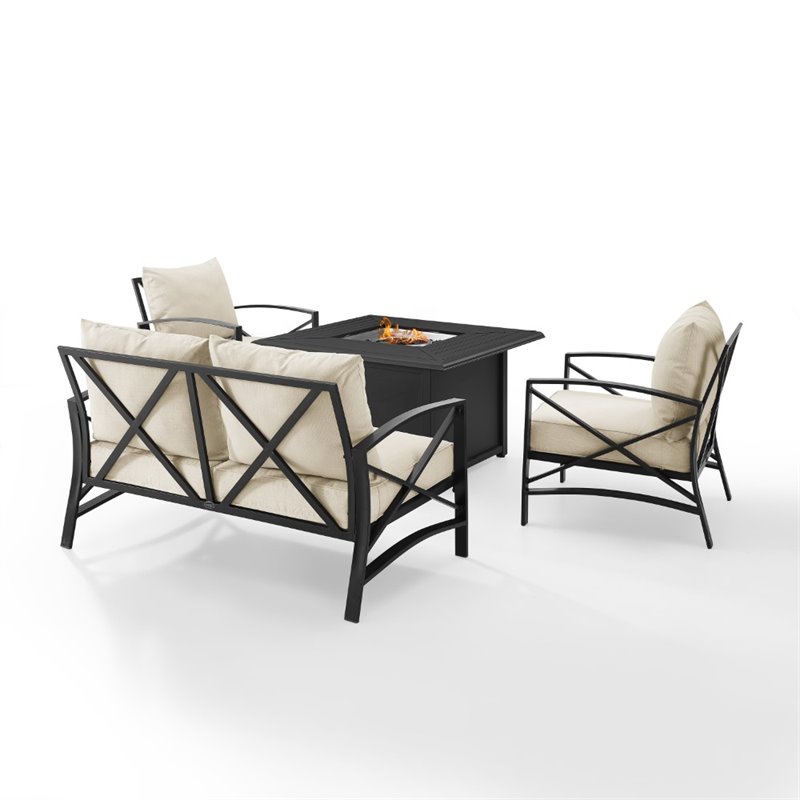 Crosley Furniture Kaplan 4 Piece Metal Outdoor Conversation Set in ...