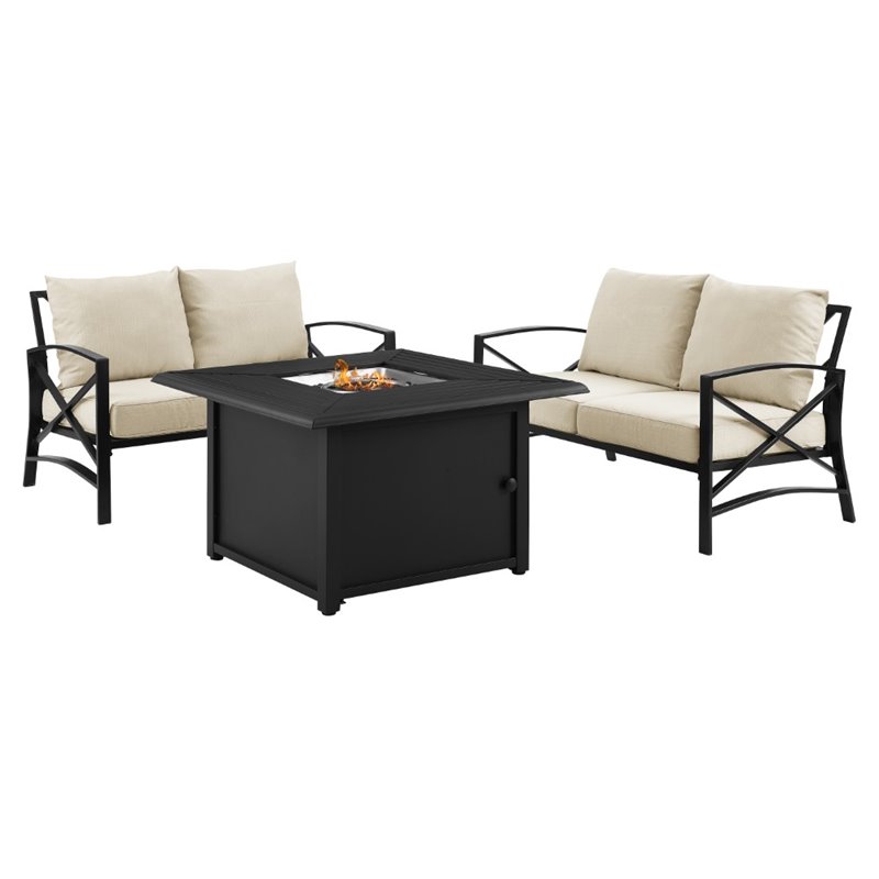 Crosley Furniture Kaplan 3 Piece Metal Outdoor Conversation Set in ...