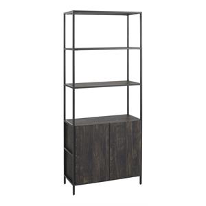 Crosley Furniture Jacobsen 34&quotWood Large Etagere in Brown Ash/Matte Black