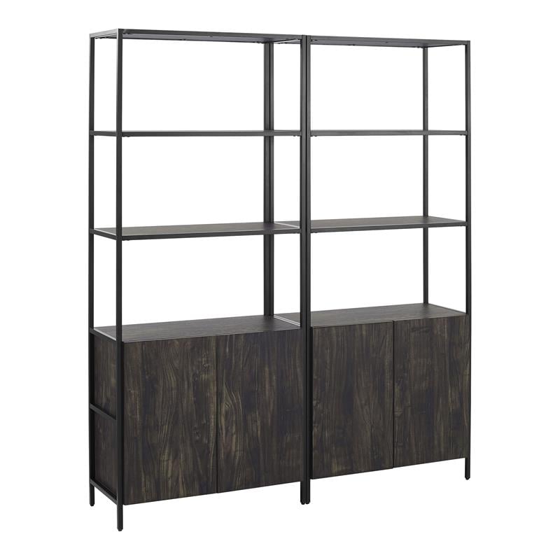 Crosley Furniture Jacobsen 2-piece Modern Wood Etagere Set in Brown Ash/Black