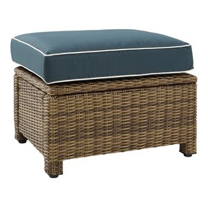 Crosley Furniture Bradenton 25&quotFabric Outdoor Ottoman in Navy/Brown