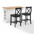 Crosley Furniture Julia 3-piece Wood Kitchen Island Set in White/Black
