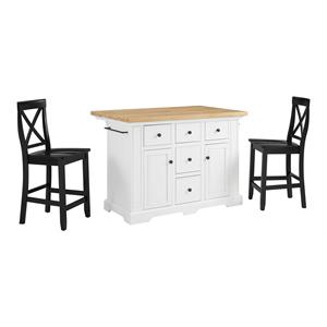 Crosley Furniture Julia 3-piece Wood Kitchen Island Set in White/Black