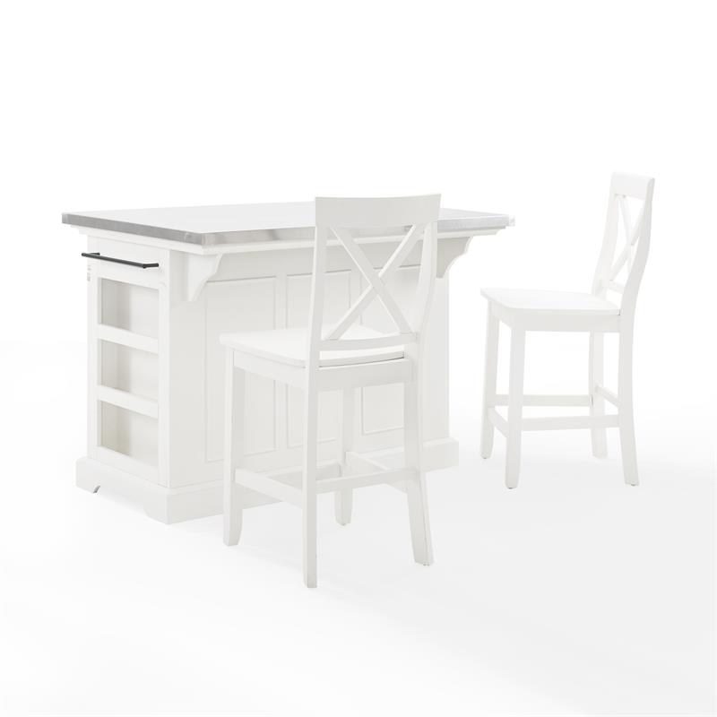 Crosley Furniture Julia 3-piece Wood Kitchen Island Set in White