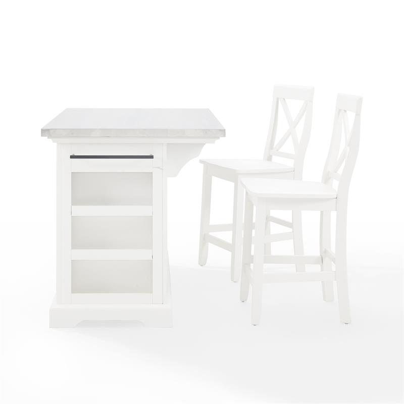 Crosley Furniture Julia 3-piece Wood Kitchen Island Set in White