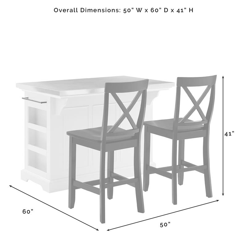 Crosley Furniture Julia 3-piece Wood Kitchen Island Set in White